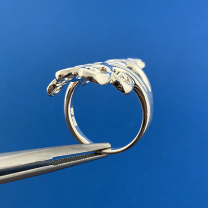 Designer 925 Sterling Silver Open Work Scroll Statement Finger Ring