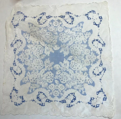 Vintage 7 Item Lot Floral Paisley Ladies Embroidered Edge Handkerchiefs