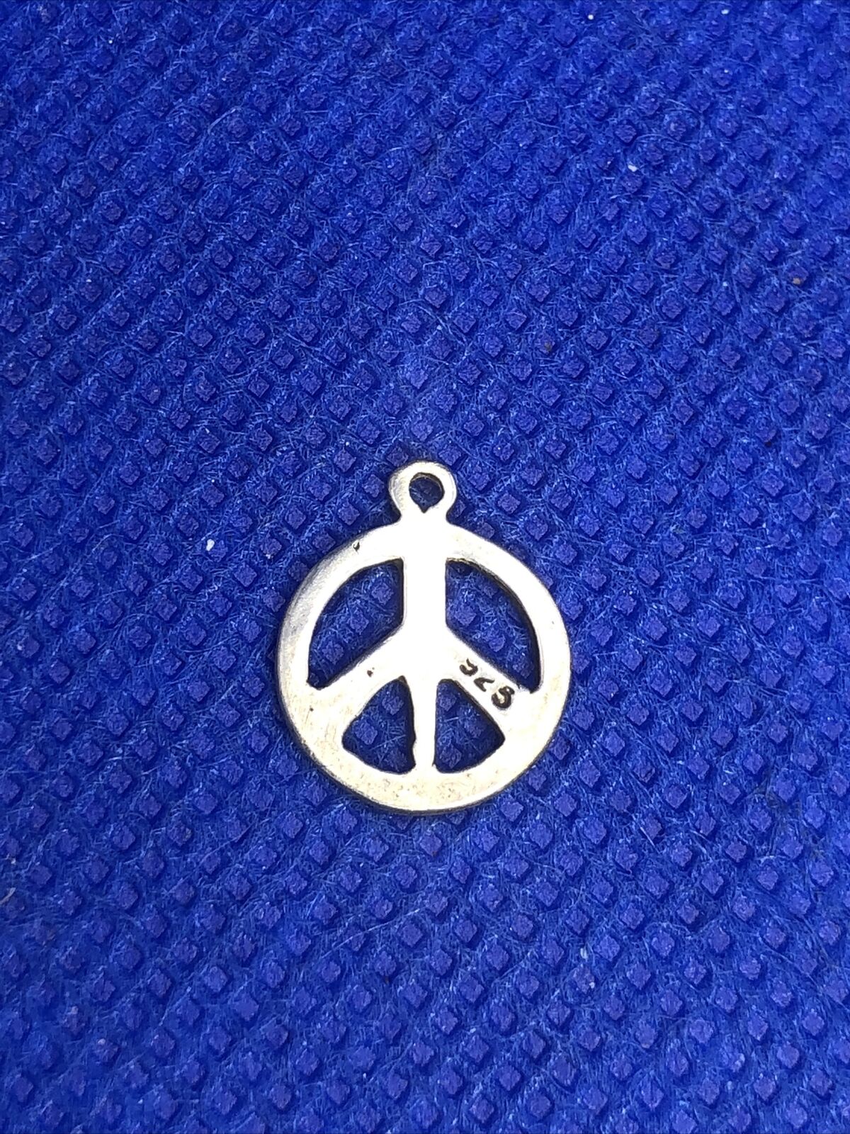 Sterling Silver 925 Peace Sign Hippie Small Round Pendant Charm