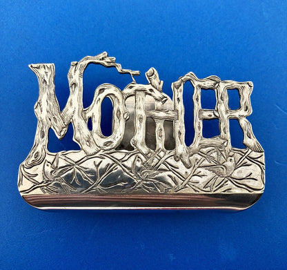Art Nouveau Paye & Baker Silver Plate Gothic MOTHER Birds Trees Theme Money Clip