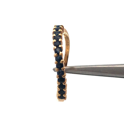 Designer 14K Yellow Gold Blue Sapphire Stackable Wave Band Ring