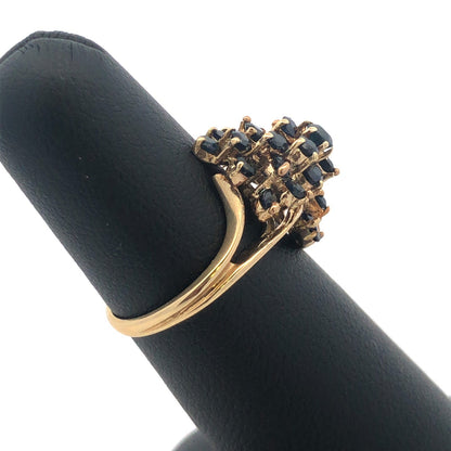 Vintage 14k Solid Yellow Gold Sapphire Cluster Ring 1.45tcw Size 6