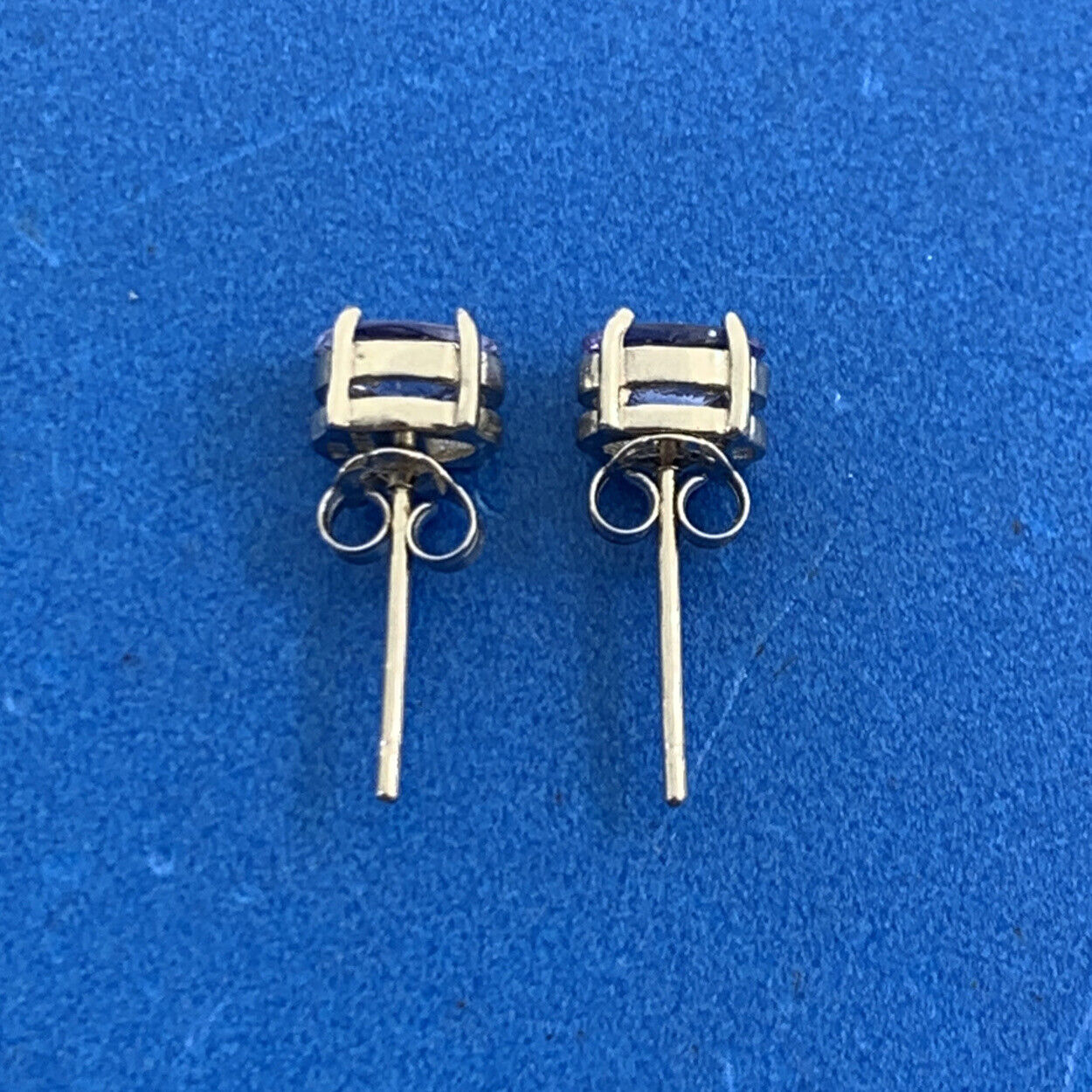 Designer FAS 925 Sterling Silver Oval Tanzanite Solitaire Stud Earrings