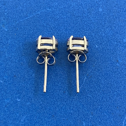 Designer FAS 925 Sterling Silver Oval Tanzanite Solitaire Stud Earrings