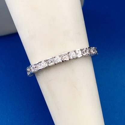 Designer YGI Sterling Silver 925 Channel Set CZ Band Ring Size 6