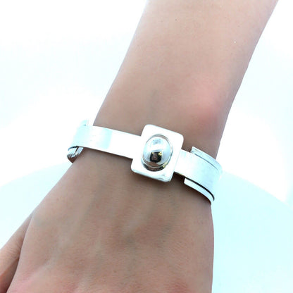 Vintage Mexico 925 Sterling Silver Modernist Open Back Cuff Bracelet