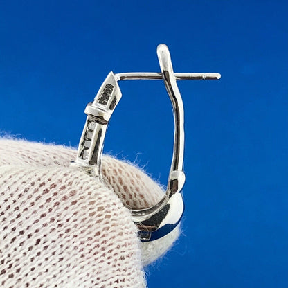 Stunning 14K White Gold Diamond J Hoop Omega Back Wedding Occasion Earrings