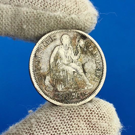 1876 P Seated Liberty Silver Dime No Motto Stars Or Arrows Nice Type Coin