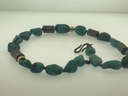 Vintage SILPADA 925 Sterling Silver Chunky Turquoise Nugget Statement Necklace