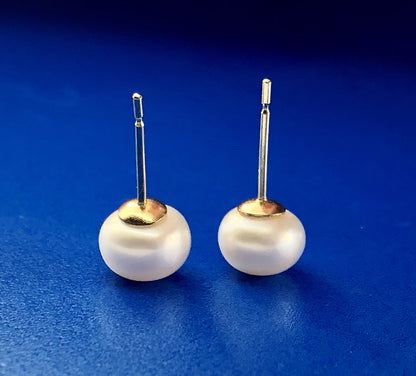 14K Yellow Gold Pearl Bridal June Sweetheart Anniversary Stud Earrings