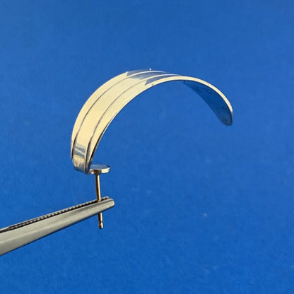 Designer 14K Yellow Gold Sterling Silver Modernist Textured Half Hoop Earrings