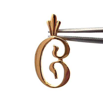 Designer 14K Yellow Gold Script Initial Letter Monogram C Charm Pendant