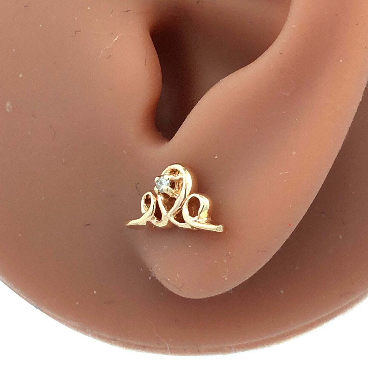 Designer 14K Yellow Gold Round Diamond Swirl Loop Stud Earrings