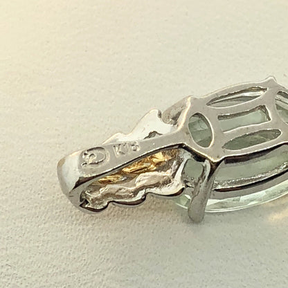 18K White Yellow Gold Prasiolite Green Amethyst February Statement Pendant