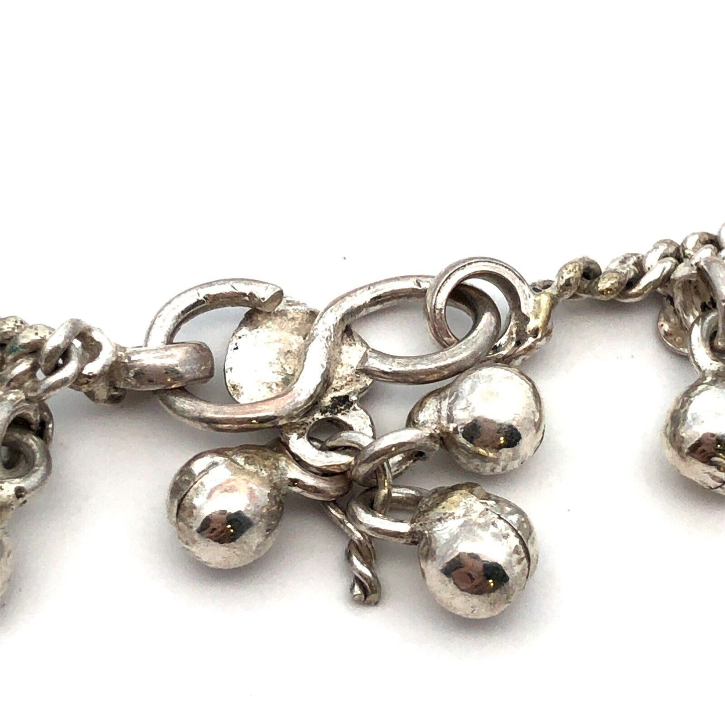 Retro  Silver Tone Floral Bells Jingle Charm Chain Belly Dancer Bracelet
