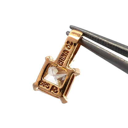 Designer 925 Sterling Silver Vermeil Princess Cubic Zirconia CZ Charm Pendant