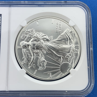2013 W American Silver Eagle 999 Fine 1 Oz Silver NGC MS69 Early Release White
