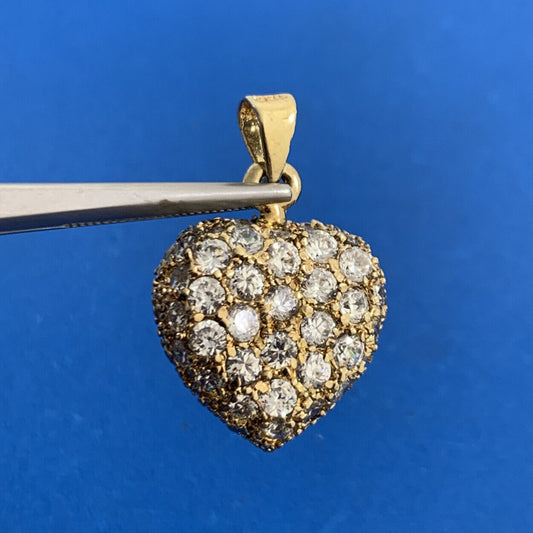 Designer DBJ 925 Sterling Silver Vermeil Cubic Zirconia Cluster Heart Pendant