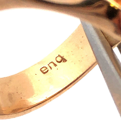 Vintage Designer 14K Yellow Gold Oval Cabochon Citrine Modernist Retro Ring