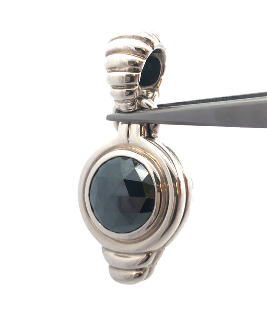 John Hardy JH 925 Sterling Silver Cushion Cut Hematite Enhancer Pendant