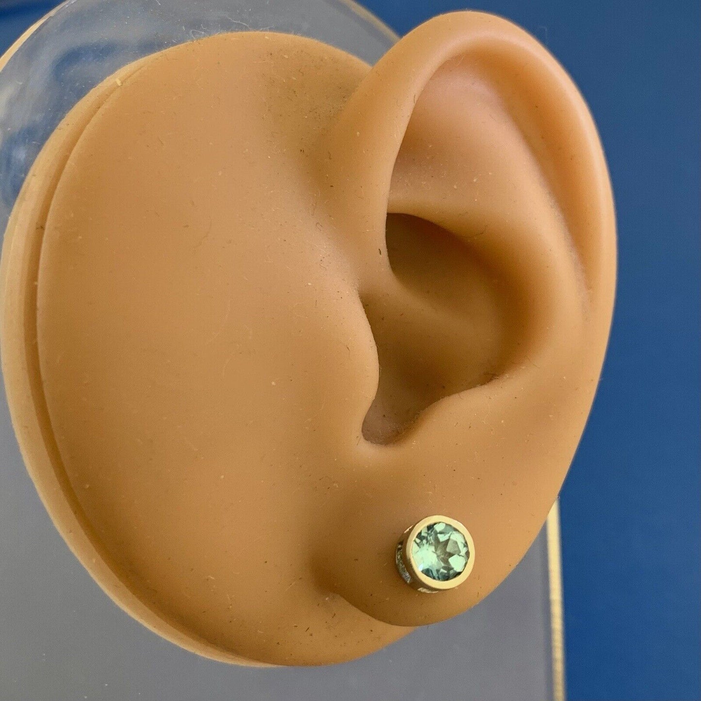 Designer STS 925 Sterling Silver Blue Topaz Round Stud Earrings