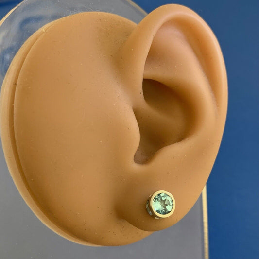 Designer STS 925 Sterling Silver Blue Topaz Round Stud Earrings