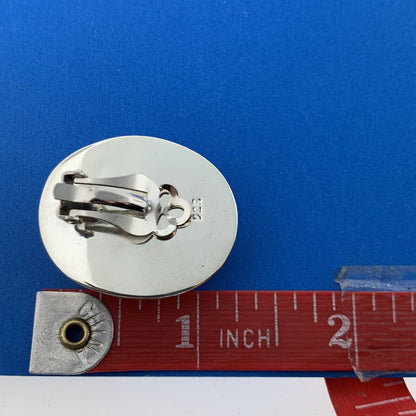 Sterling Silver 925 Native American Concho Design Engravable Oval Disc Earrings