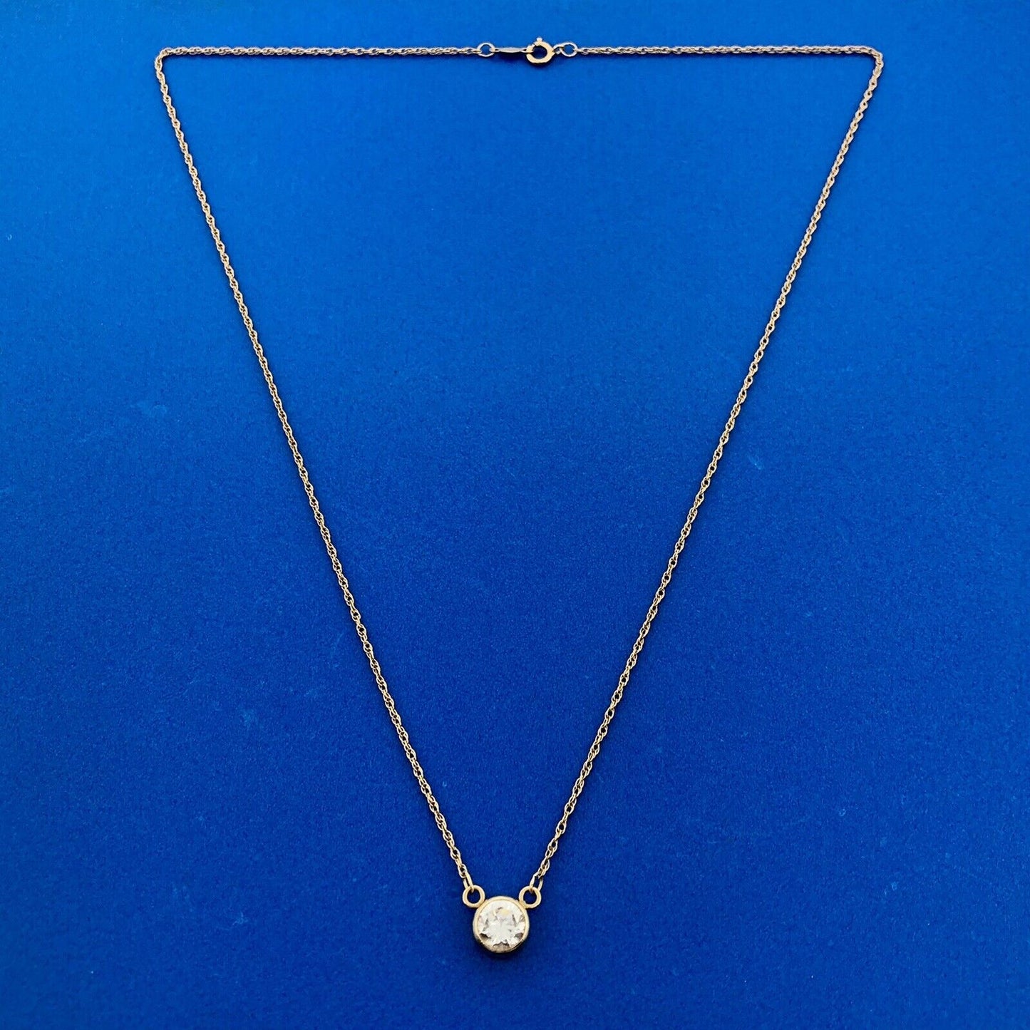 Designer 14K Yellow Gold Diamonique Cubic Zirconia CZ Anniversary Necklace