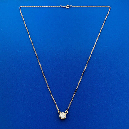 Designer 14K Yellow Gold Diamonique Cubic Zirconia CZ Anniversary Necklace