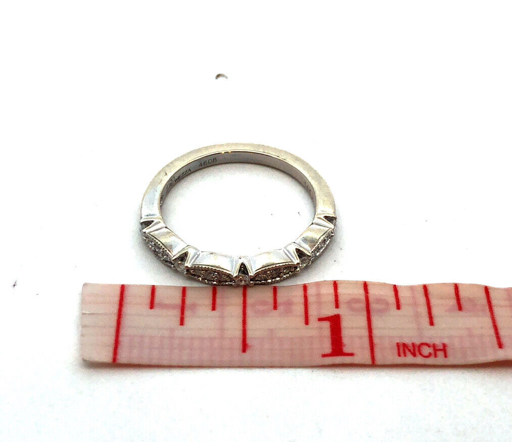 Designer Promezza 14K White Gold Round Diamond Stacking Wedding Band Ring