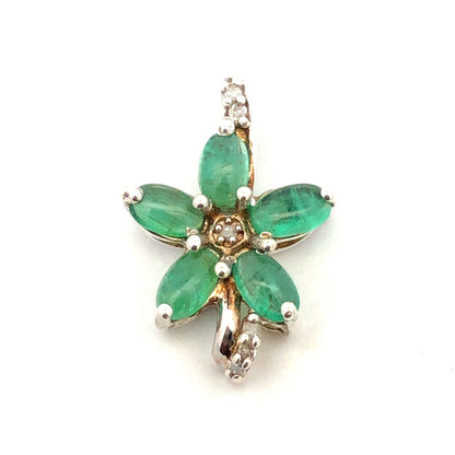 Designer TGGC 925 Sterling Silver Green Tourmaline Diamond Accent Flower Pendant