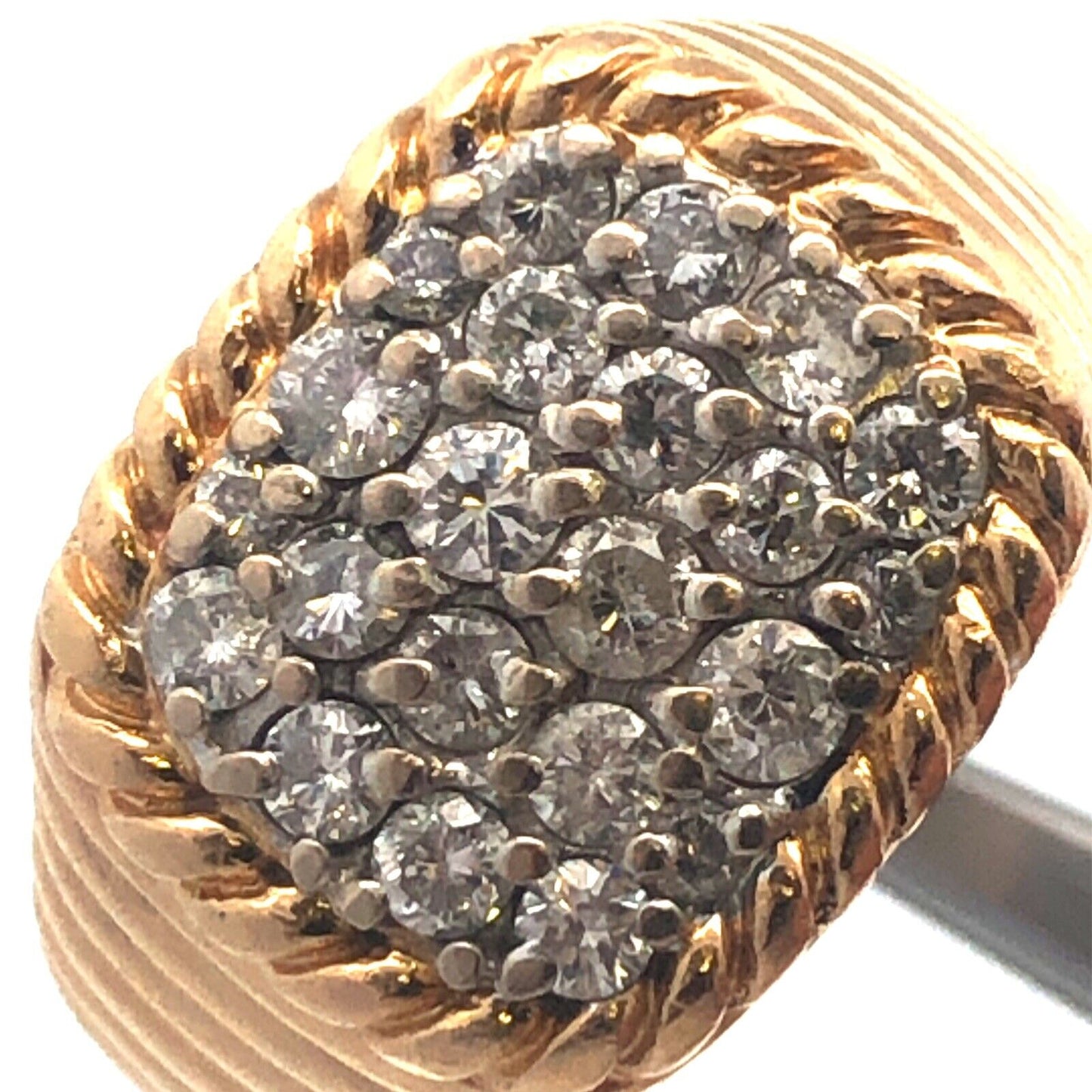 Estate Art Deco 14K Yellow Gold Unisex Diamond Cluster Statement Dome Ring