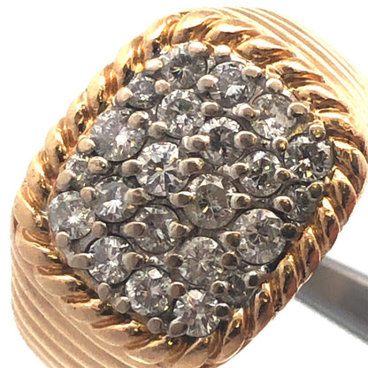 Estate Art Deco 14K Yellow Gold Unisex Diamond Cluster Statement Dome Ring