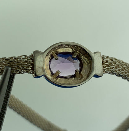 925 Sterling Silver Oval Amethyst February Birthday Anniversary Bracelet