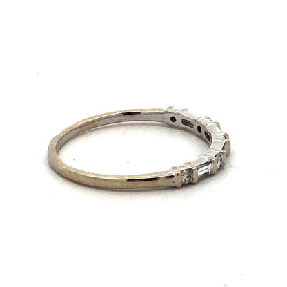 14K White Gold Round Baguette Diamond Wedding Anniversary Band Ring
