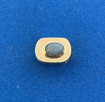Vintage 10K Yellow Gold Oval Opal Cabochon Slide Bracelet Charm
