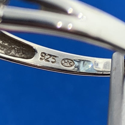 Sterling Silver 925 Blue Topaz Cubic Zirconia Accent Statement Ring