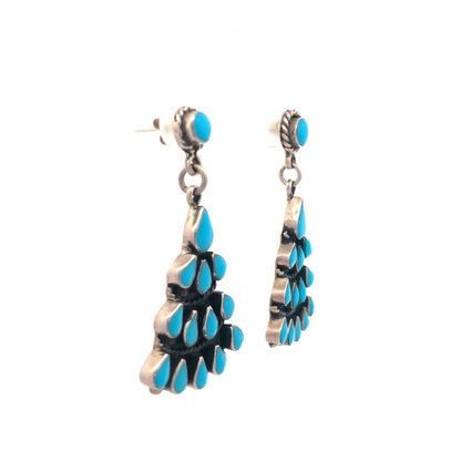 Vintage Bernice Goodspeed Taxco 925 Sterling Silver Turquoise Dangle Earrings