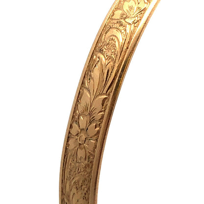 Antique Walter E Hayward WEH 12K Gold Filled Floral Detail Buckle Cuff Bracelet