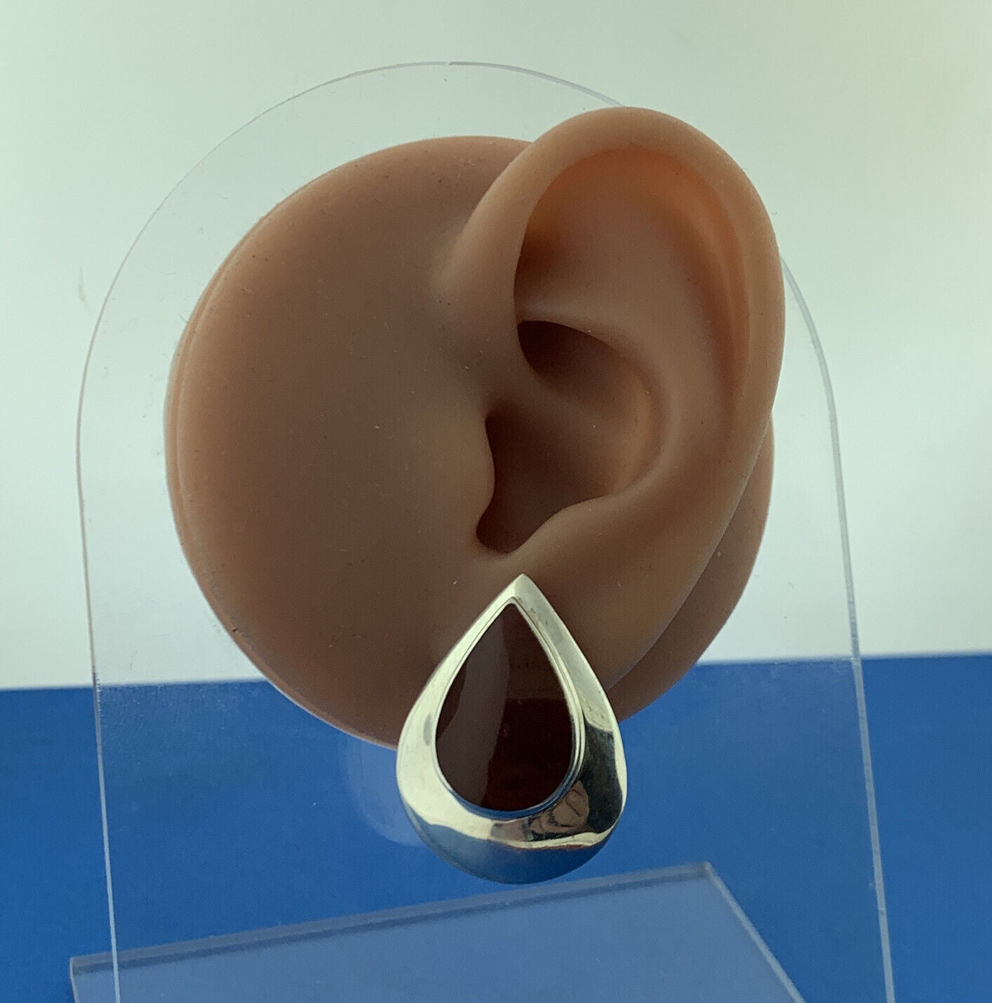 Native American Hallmarked Sterling Silver Red Carnelian Pear Statement Earrings