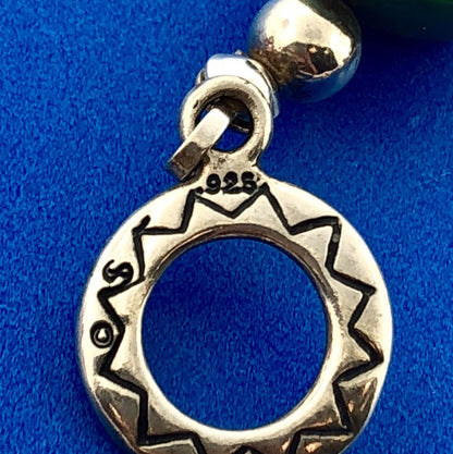 Native American Artisan Sterling Silver 925 Turquoise Chunky Toggle Bracelet