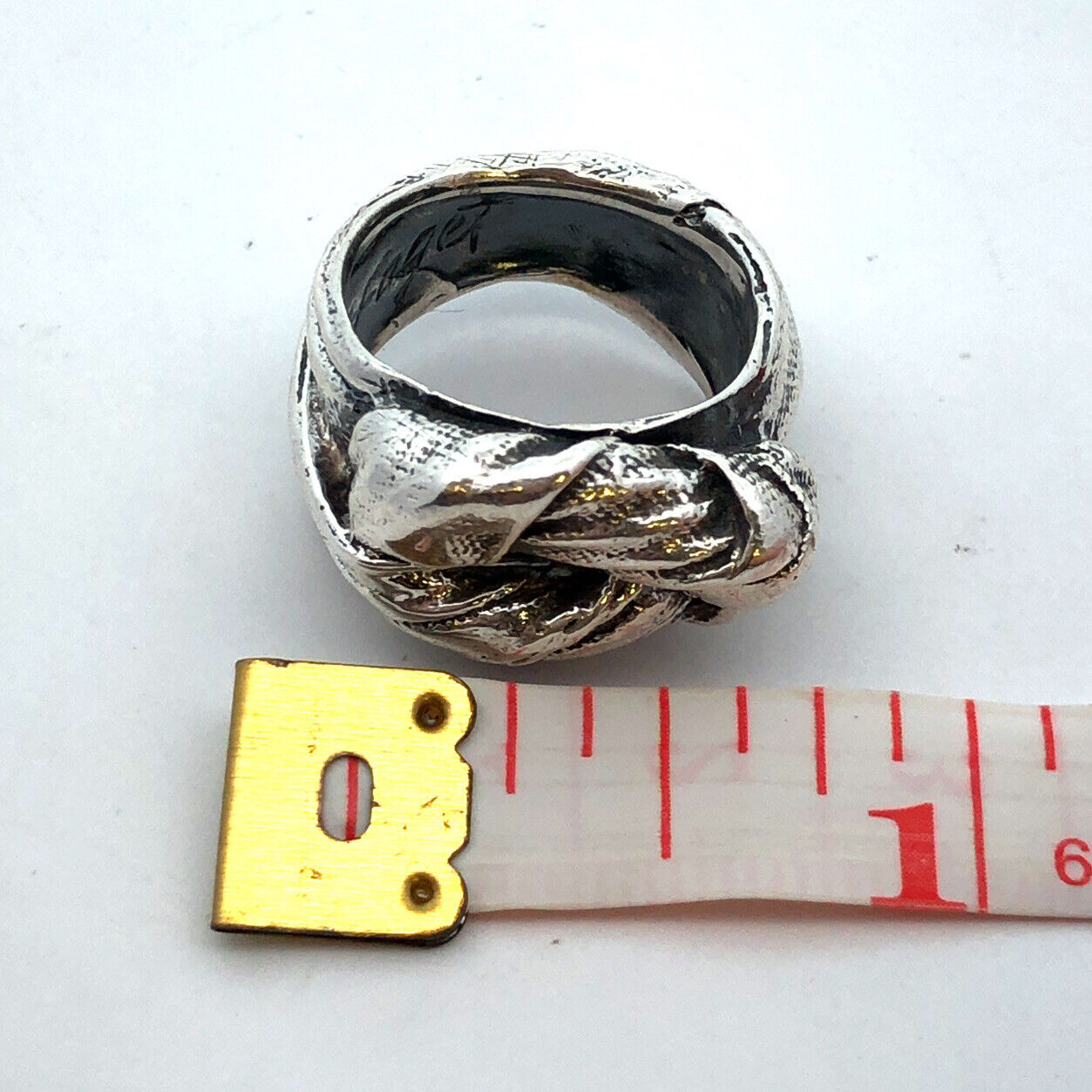 Designer Mignon Faget 925 Sterling Silver Knots & Bows Collection Wide Knot Ring