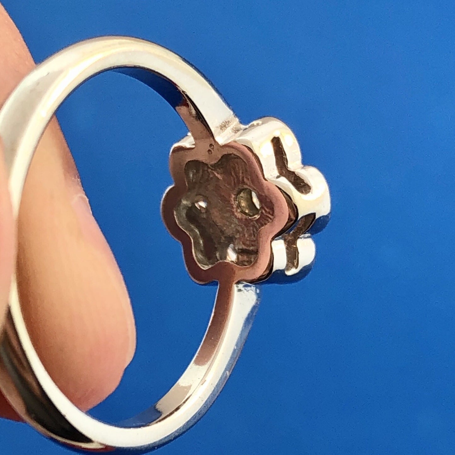 Vintage 14K White Gold Diamond Flower Cluster Sweetheart Promise Engagement Ring
