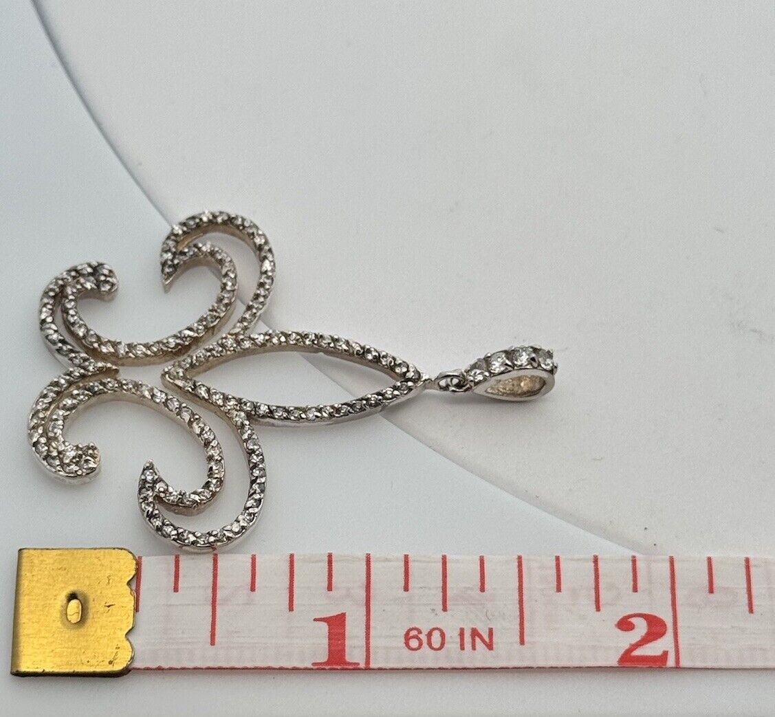 Designer 925 Sterling Silver Cubic Zirconia CZ Statement Fleur De Lis Pendant