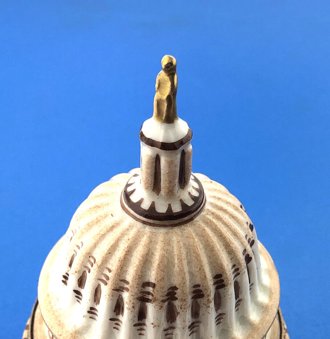 Limoges France Rochard Peint Main Porcelain Capitol Rotundra Trinket Pill Box