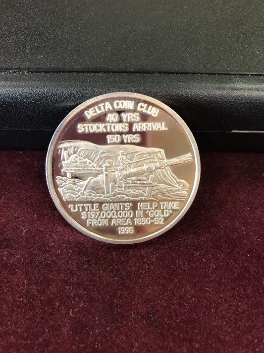 1996 Delta Coin Club of Stockton 40th Annv/Stockton's 150th Annv .999 Silver Rnd