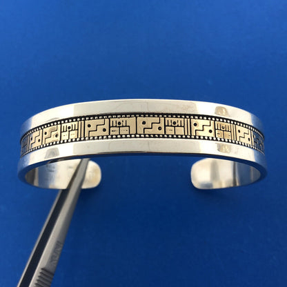 Navajo Designer Carolyn Pollack Sterling Silver 925 14K Gold Open Cuff Bracelet