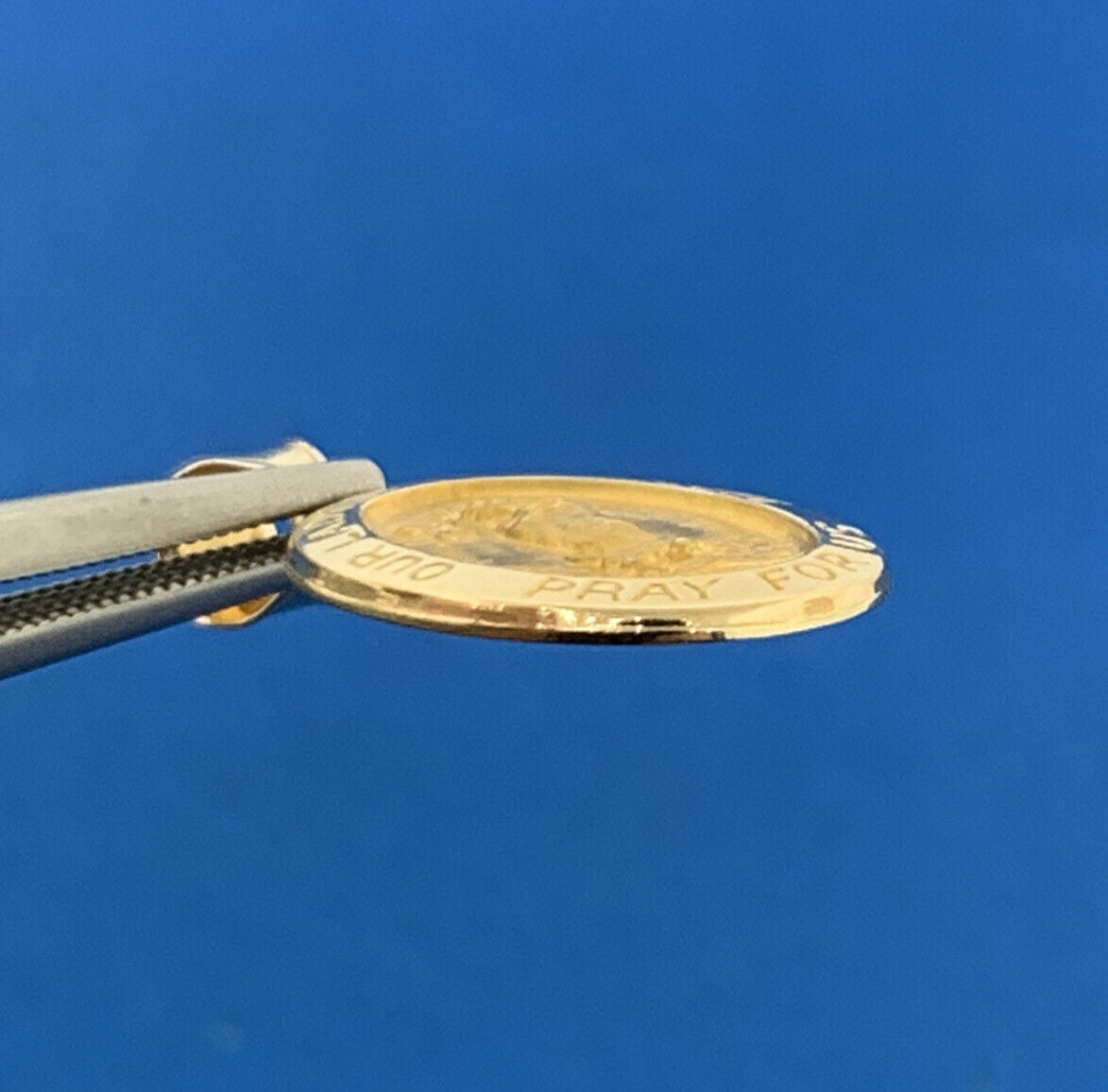 Designer 14K Yellow Gold Our Lady Of Guadalupe Oval Charm Pendant