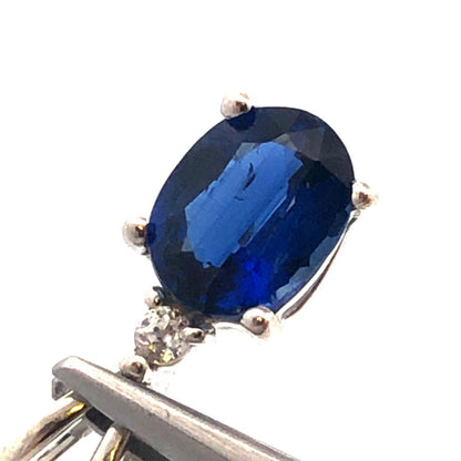Designer TGGC 10K White Gold Blue Spinel White Topaz Drop Charm Pendant