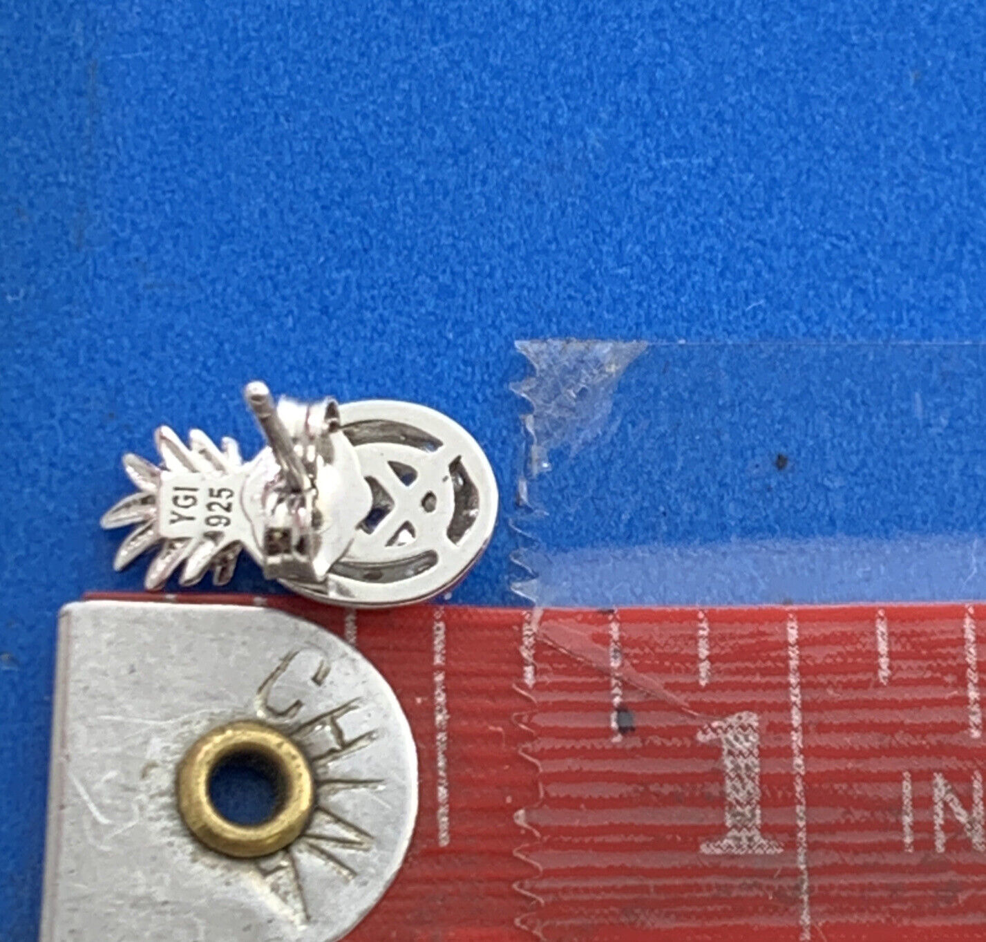 Designer YGI 925 Sterling Silver Cubic Zirconia CZ Pineapple Stud Earrings